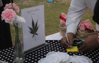 طالبات الصيدلة يثقفن عن مادة الماريجوانا  في حديقة الخزامى